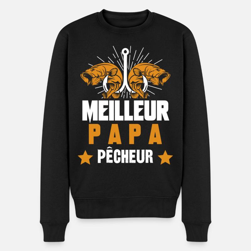 meilleur papa pêcheur - Pull Premium bio Homme - noir