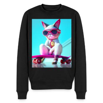 Coole Skateboard Katzen - Männer Premium Bio Pullover - Schwarz - Vorne - Nico (187cm)