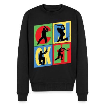 Cricket Cricketer Batsman Sport Vintage - Men's Premium Organic Jumper - black - Front - Nico (187cm)