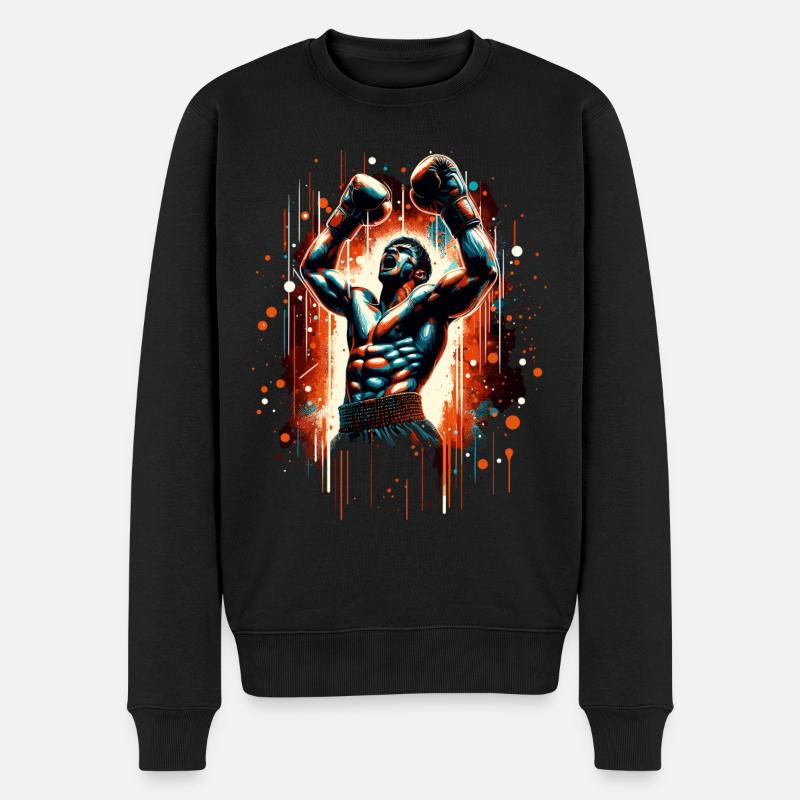 Boxer Siegespose Siegerpose Boxen Geschenk - Männer Premium Bio Pullover - Schwarz