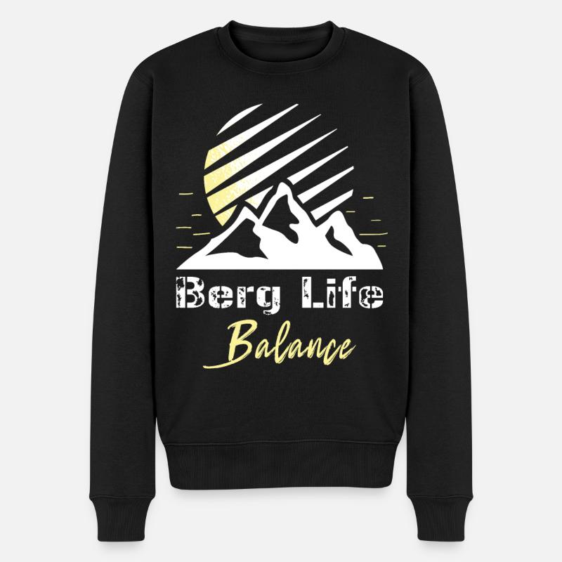 "Berg Life Balance" - Berge Wandern Alpen - Männer Premium Bio Pullover - Schwarz