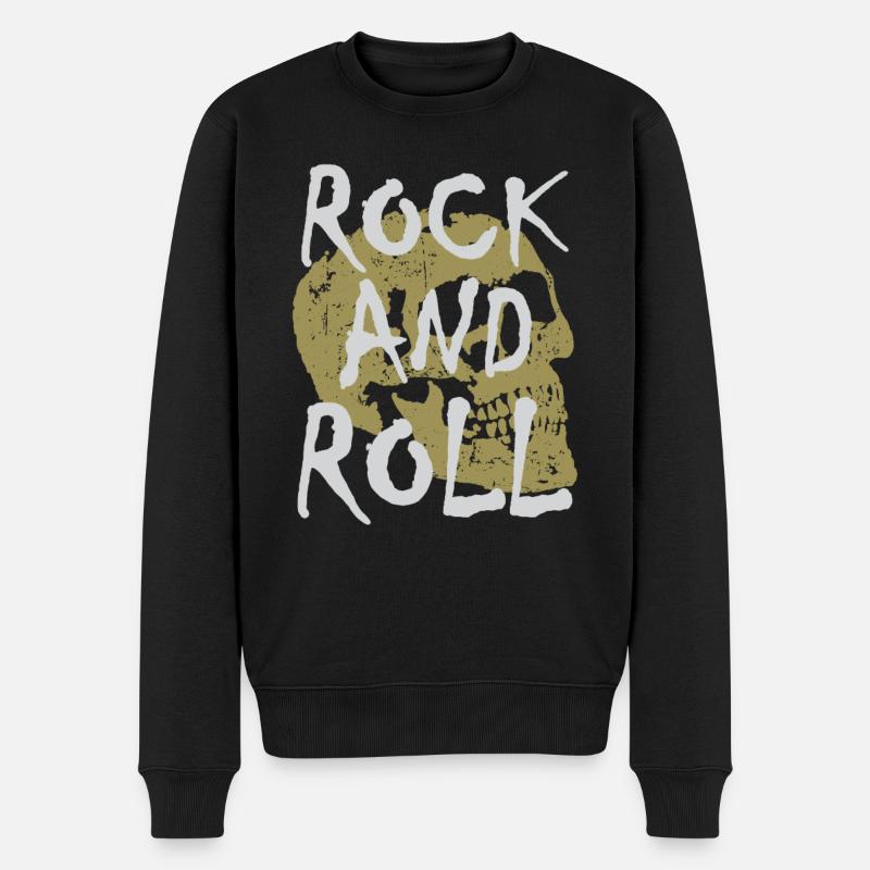 Rock And Roll - Männer Premium Bio Pullover - Schwarz