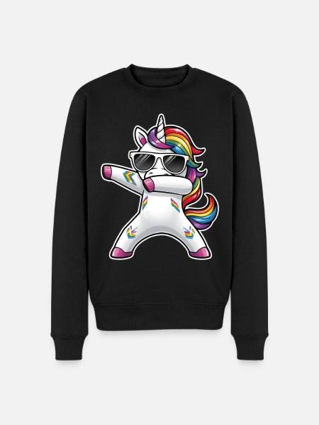 Dabbing Einhorn - Männer Premium Bio Pullover - Schwarz