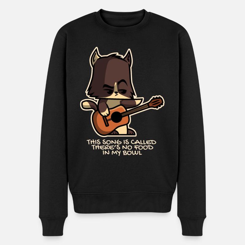 Chat guitariste drôle - Pull Premium bio Homme - noir