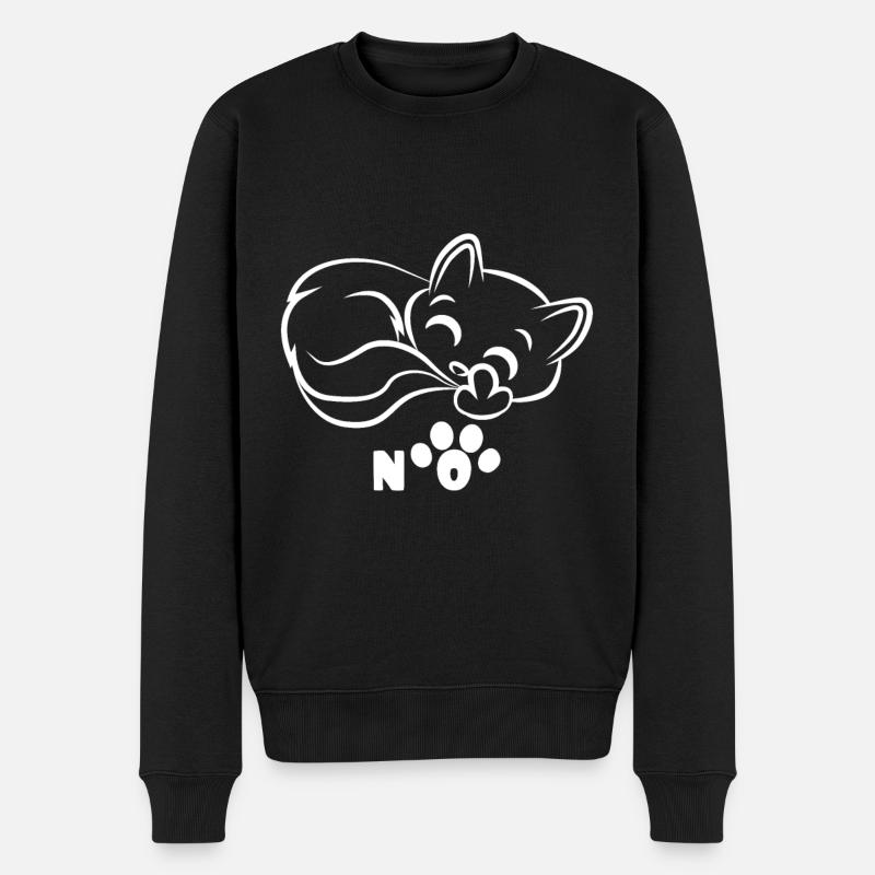 Müde Katze - Männer Premium Bio Pullover - Schwarz
