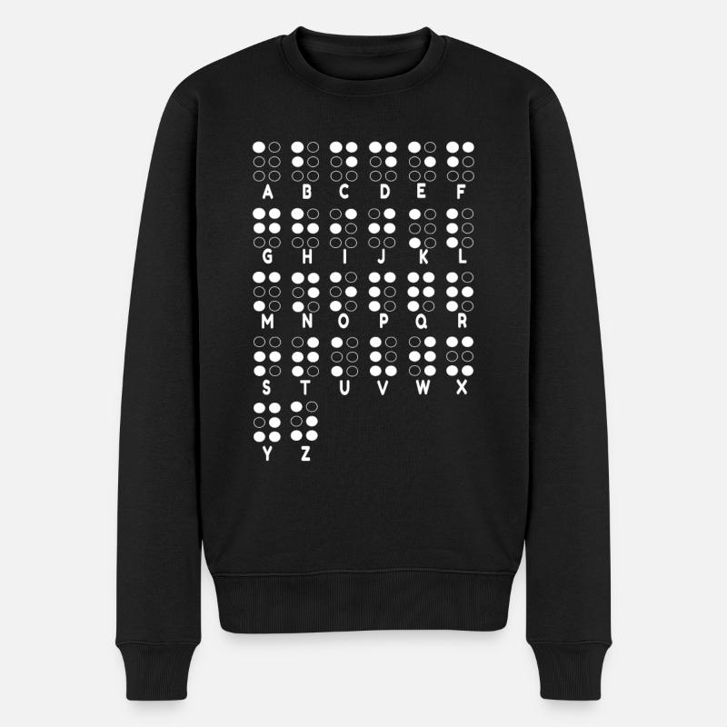 Blindheitsbrief Braille-Sprache Braille-Alphabet - Männer Premium Bio Pullover - Schwarz