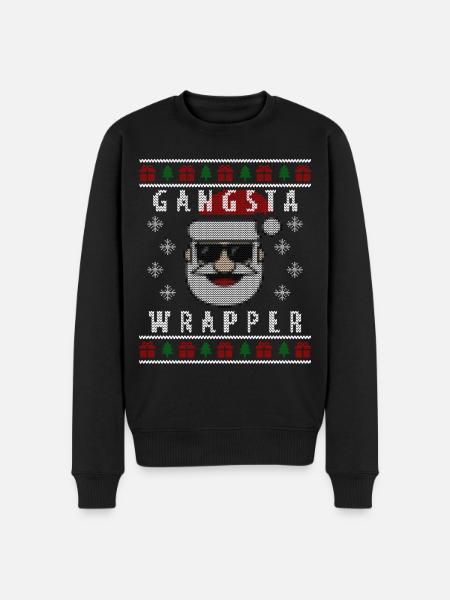 Gangsta omslag jul Ugly Sweater - Ekologisk premiumtröja herr - svart