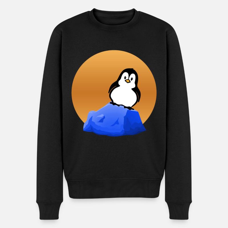 Pinguin auf dem Eisberg - Penguin on the - Männer Premium Bio Pullover - Schwarz