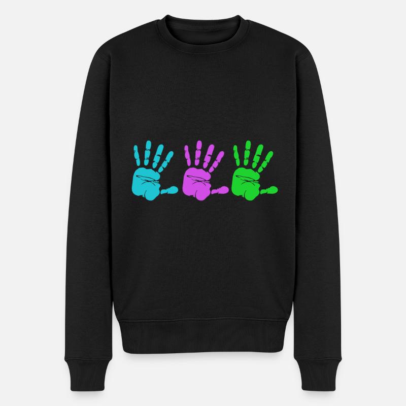 Bunte Hände - Colorful Hands - Männer Premium Bio Pullover - Schwarz