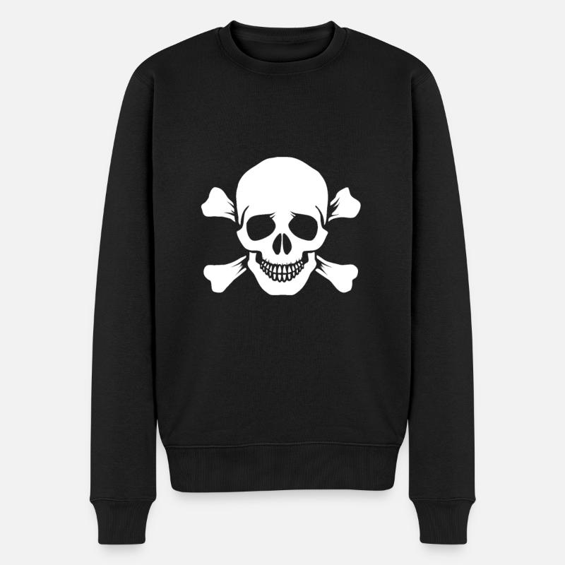 Totenkopf Skull - Männer Premium Bio Pullover - Schwarz