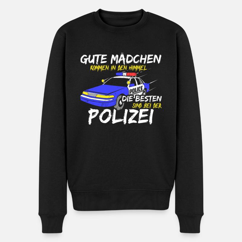 Die Besten Mädchen Sind Bei Der Polizei Polzistin - Männer Premium Bio Pullover - Schwarz