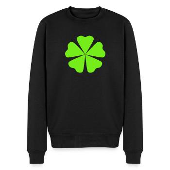 Symbol Kleeblatt Symbole Glückspilz - Männer Premium Bio Pullover - Schwarz - Vorne - Nico (187cm)