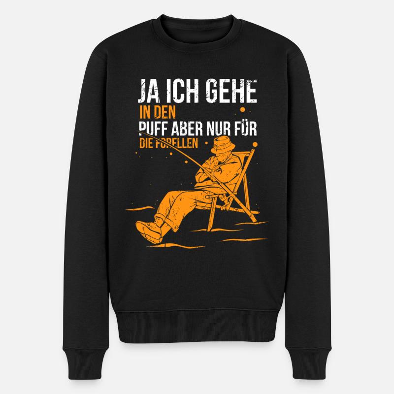 Angeln Lustiger Angler Spruch Forellen Fischen - Männer Premium Bio Pullover - Schwarz