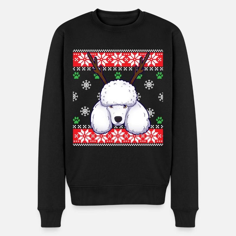 Ugly Christmas Sweater Pudel Hund - Männer Premium Bio Pullover - Schwarz