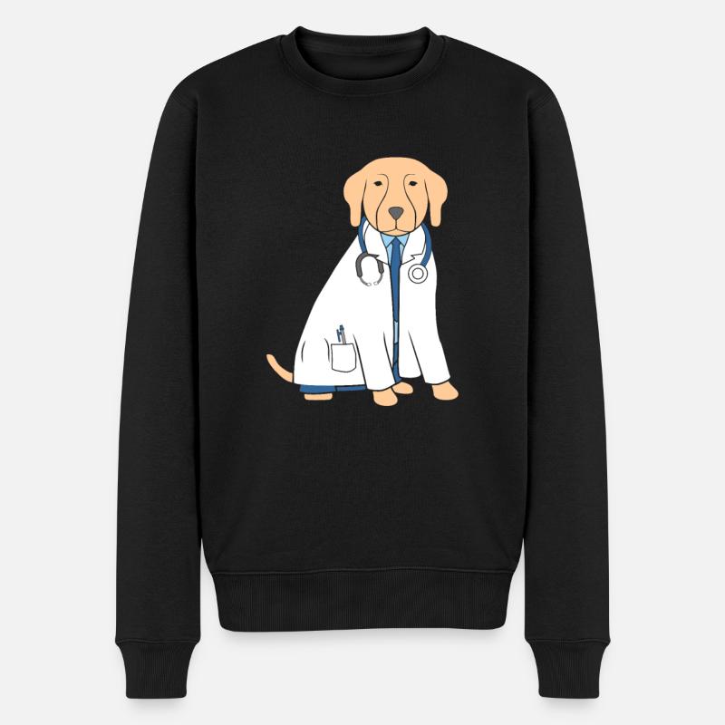 Doktor Hund Lustig Arzt - Männer Premium Bio Pullover - Schwarz