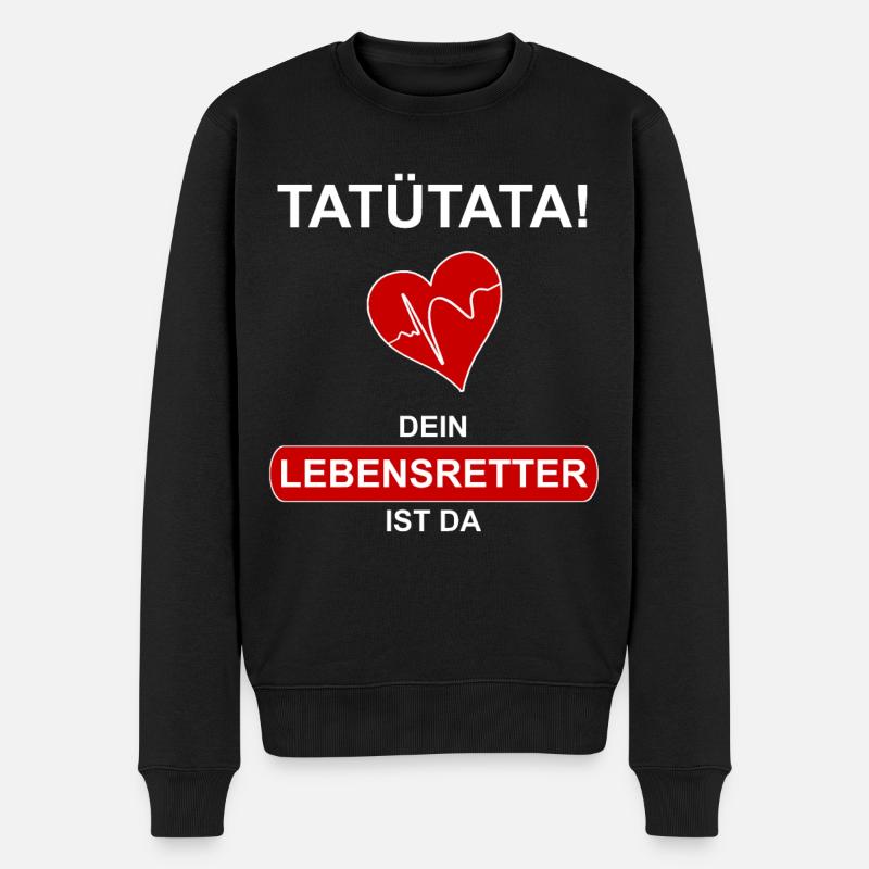 Lebensretter Sprüche Rettungsdienst Sanitäter - Männer Premium Bio Pullover - Schwarz