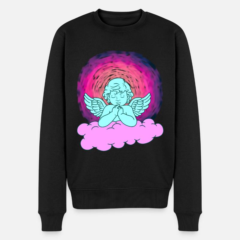 Engel Himmlisch Wolke Himmel Jenseits Schutzengel - Männer Premium Bio Pullover - Schwarz