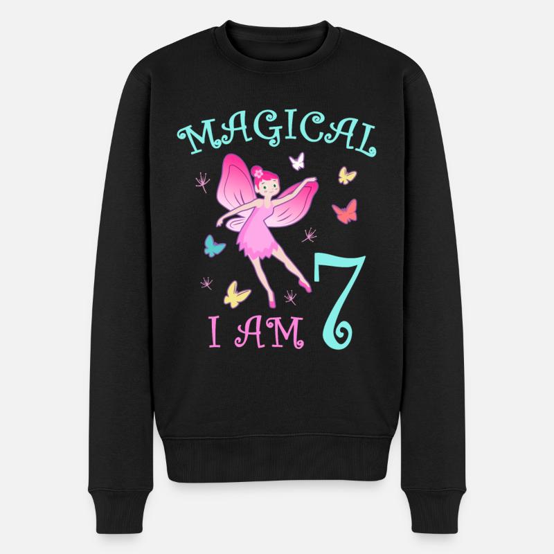 Fées Enfants Anniversaire 7 ans Fée Fille - Pull Premium bio Homme - noir