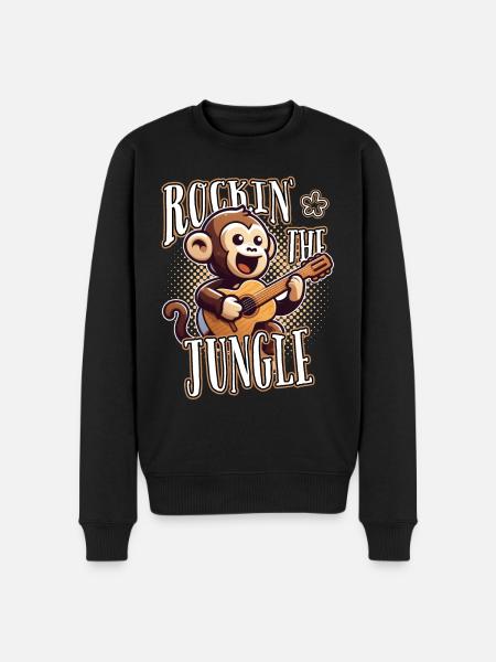 Rockin The Jungle Funny Monkey Plays Guitar - Men's Premium Organic Jumper - black