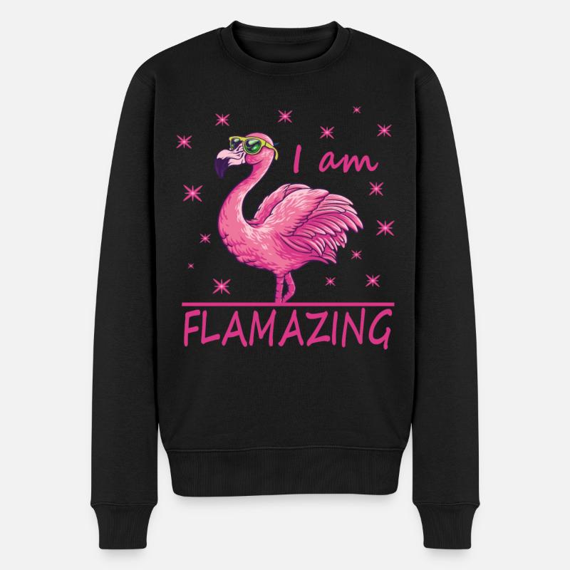 Lustiger Flamingo ich bin Flamazing - Männer Premium Bio Pullover - Schwarz