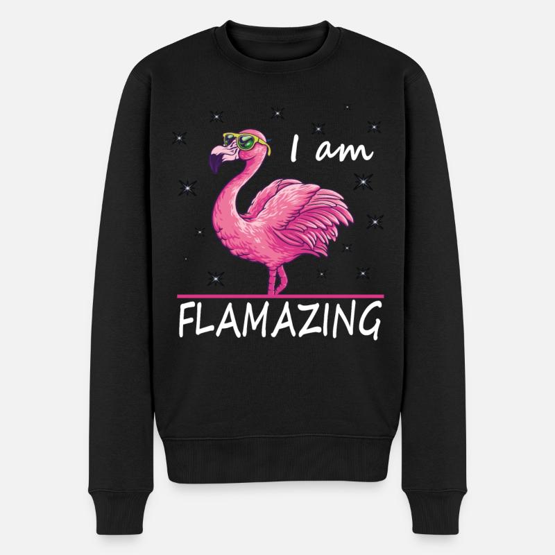 Flamant drôle, je flambe - Pull Premium bio Homme - noir