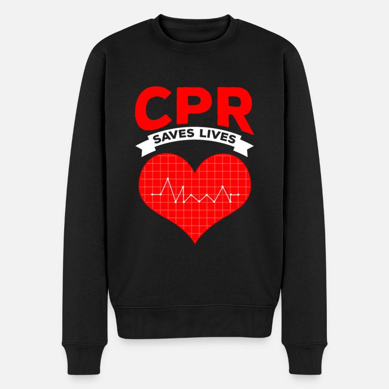 CPR Instructor rettet Leben Herzreanimation - Männer Premium Bio Pullover - Schwarz