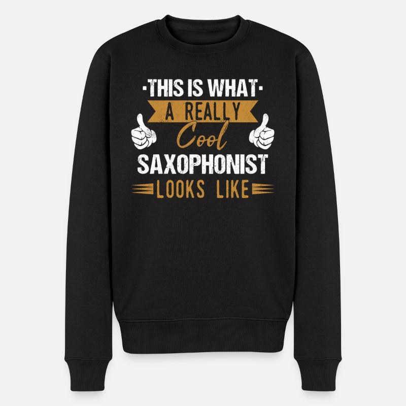 Saxophon Saxofon - Männer Premium Bio Pullover - Schwarz