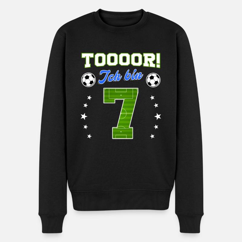 Tor Ich Bin 7 Fußball Fußballer 7. Geburtstag - Männer Premium Bio Pullover - Schwarz