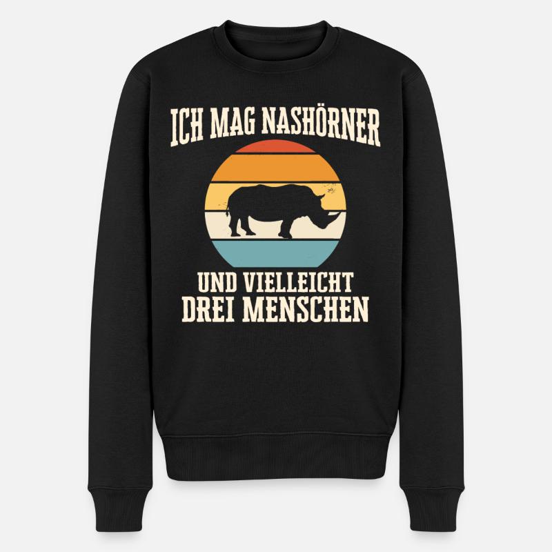 Nashorn Nashörner Tier - Männer Premium Bio Pullover - Schwarz
