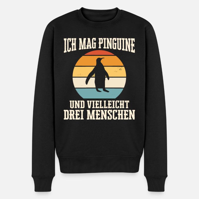 Pinguin Pinguine Tier - Männer Premium Bio Pullover - Schwarz