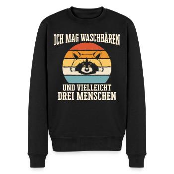 Waschbär Waschbären Tier - Männer Premium Bio Pullover - Schwarz - Vorne - Nico (187cm)
