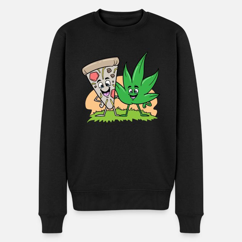 Pizza et Weed Cannabis Marijuana - Pull Premium bio Homme - noir