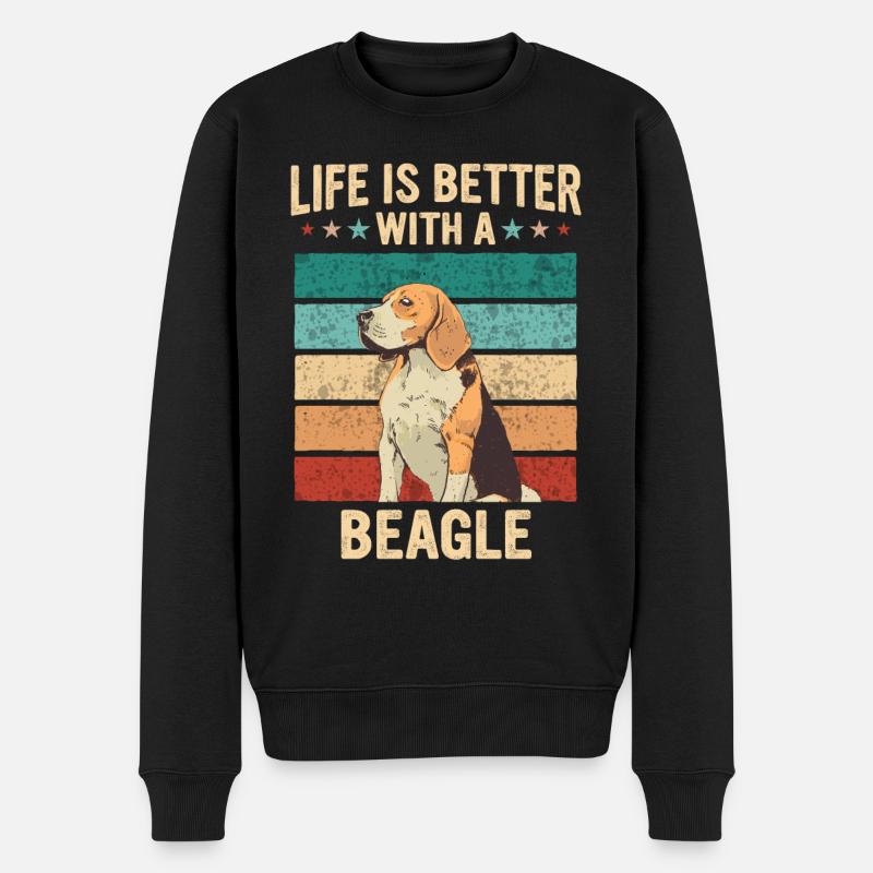 Beagle Hund - Männer Premium Bio Pullover - Schwarz