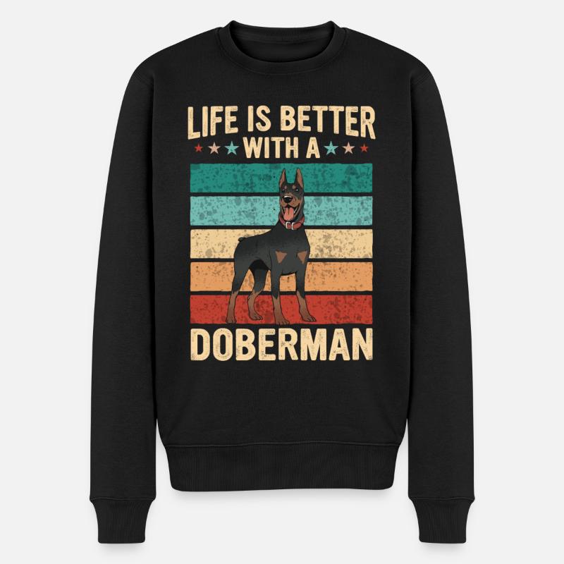 Doberman Pinscher Chien - Pull Premium bio Homme - noir