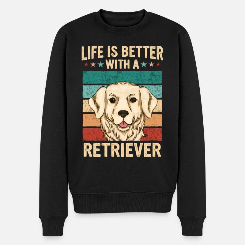 Chien Golden Retriever - Pull Premium bio Homme - noir