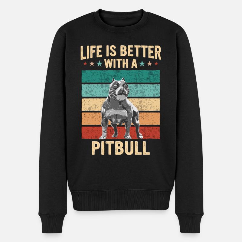 Chien Pitbull - Pull Premium bio Homme - noir