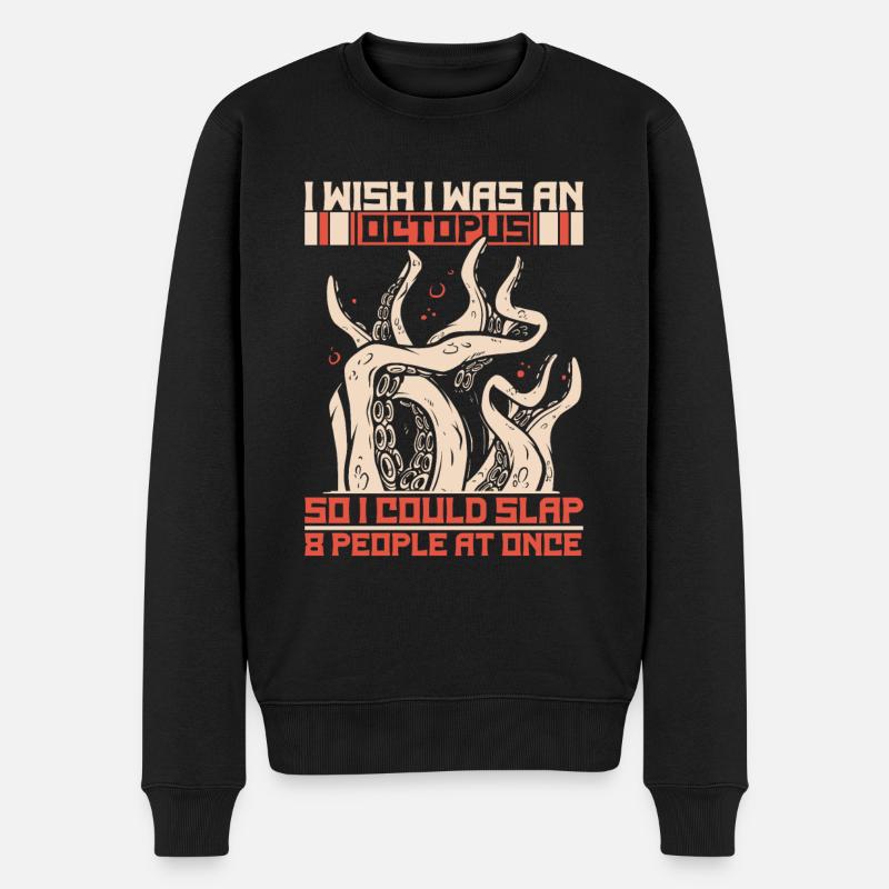 Octopus Kraken Cuttlefish Tier - Männer Premium Bio Pullover - Schwarz