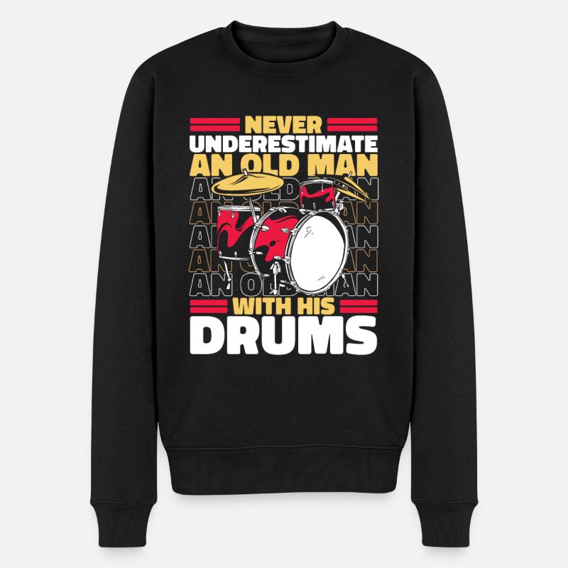 Schlagzeug Drummer Drum Schlagzeuger - Männer Premium Bio Pullover - Schwarz