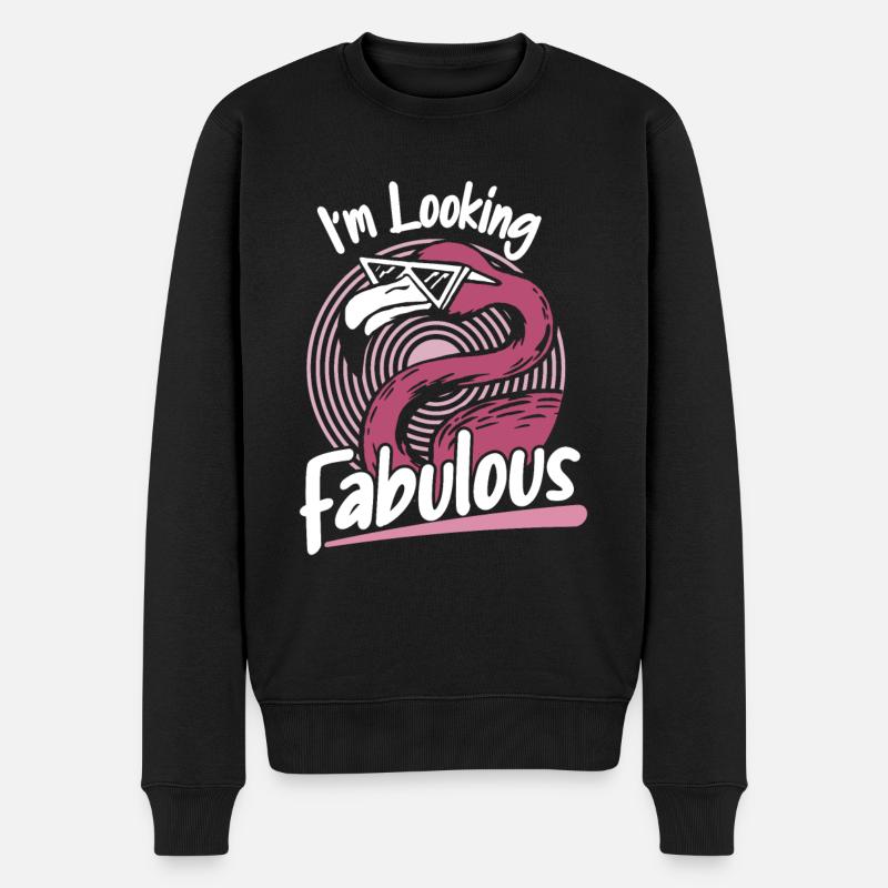 Flamingo Tier Rosa - Männer Premium Bio Pullover - Schwarz