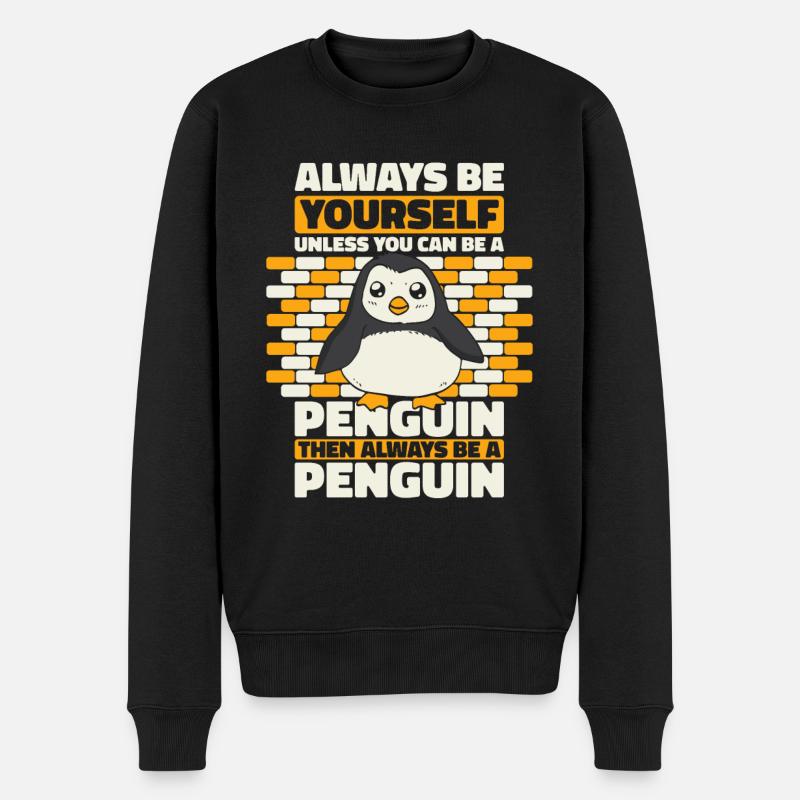 Pinguin - Männer Premium Bio Pullover - Schwarz