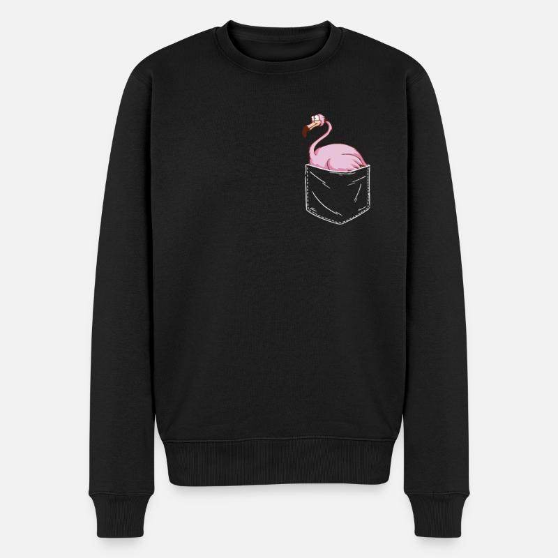 Flamingo Tier Rosa - Männer Premium Bio Pullover - Schwarz