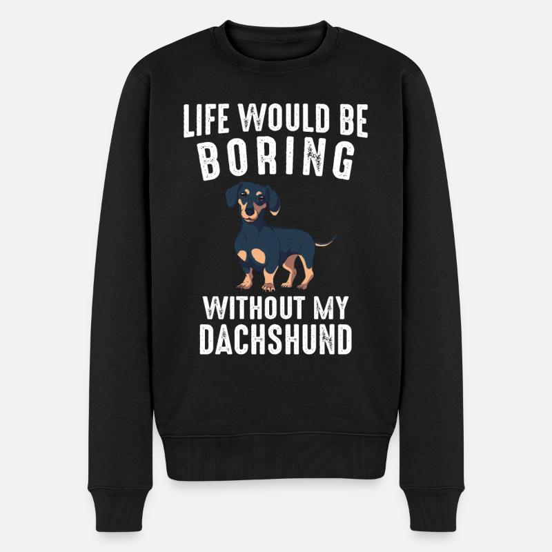 Dackel Hund - Männer Premium Bio Pullover - Schwarz