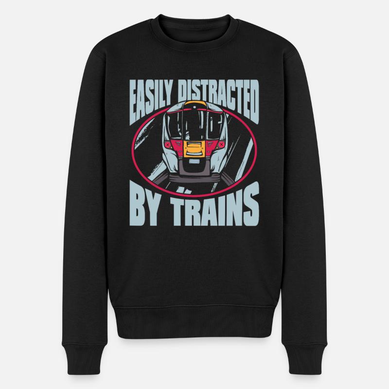 Zug Züge Lokomotive Eisenbahn Trainspotter - Männer Premium Bio Pullover - Schwarz