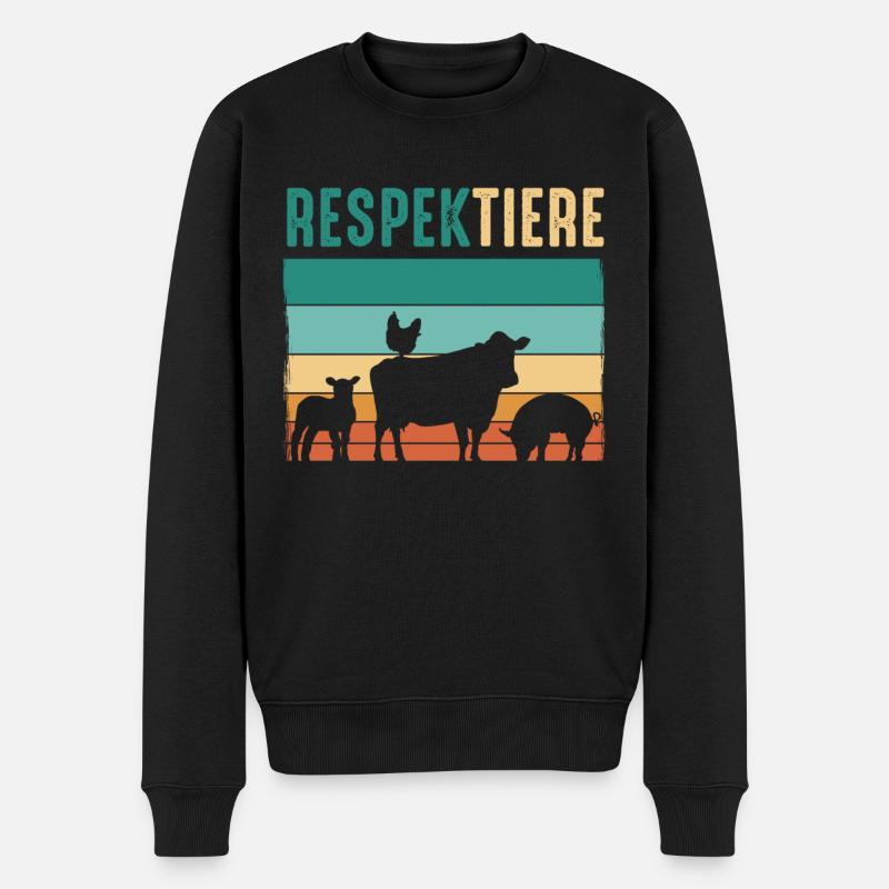 Vegetarier Veganer Tierschutz Tierrecht Veggie - Männer Premium Bio Pullover - Schwarz