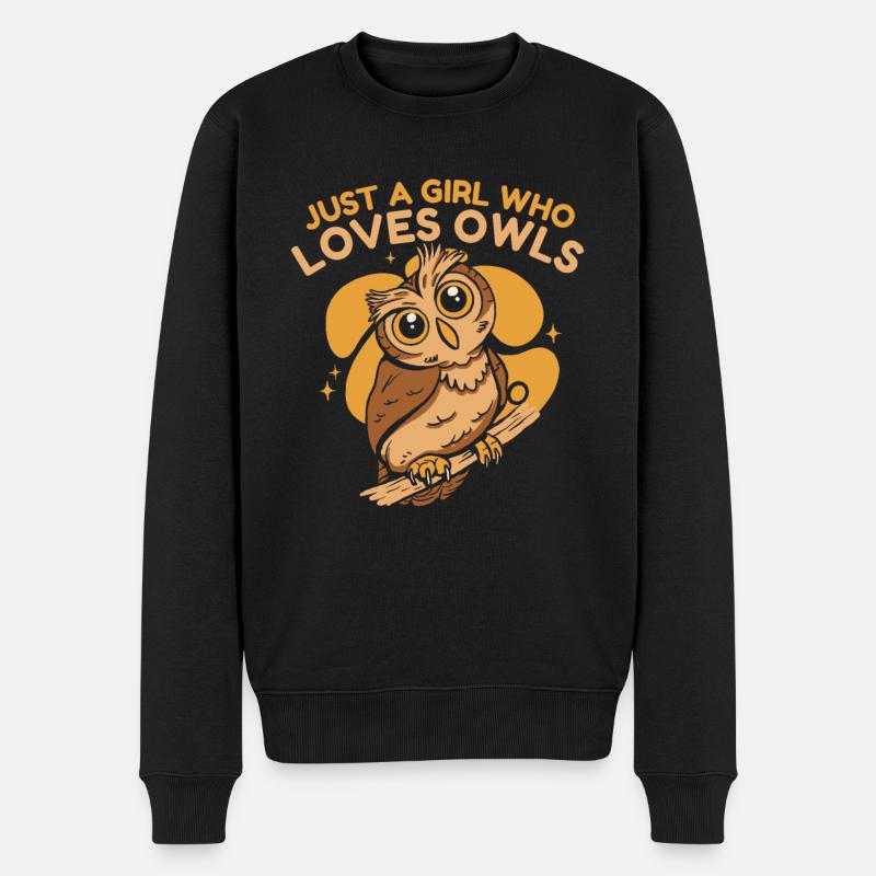 Hibou Oiseau Oiseau Hiboux - Pull Premium bio Homme - noir