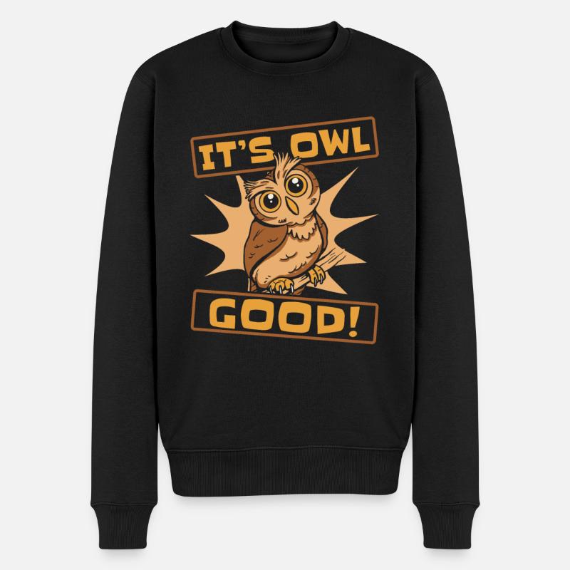 Hibou Oiseau Oiseau Hiboux - Pull Premium bio Homme - noir