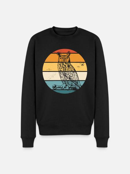 Eule Vogel Tier Eulen - Männer Premium Bio Pullover - Schwarz