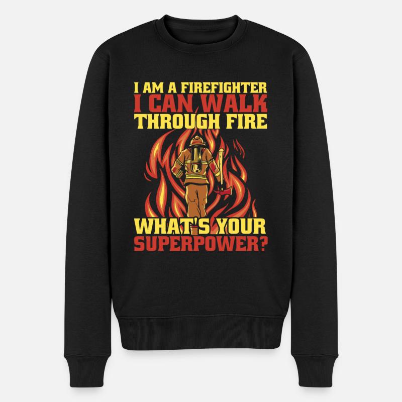 Feuerwehrmann - Männer Premium Bio Pullover - Schwarz