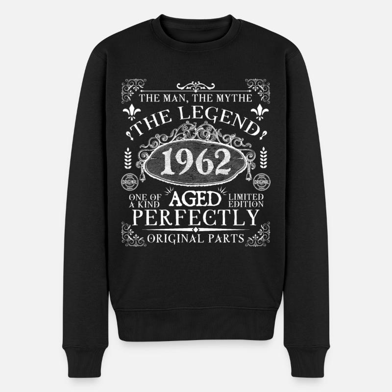 1962 Legend | Vintage Aged Perfectly 1962 - Männer Premium Bio Pullover - Schwarz