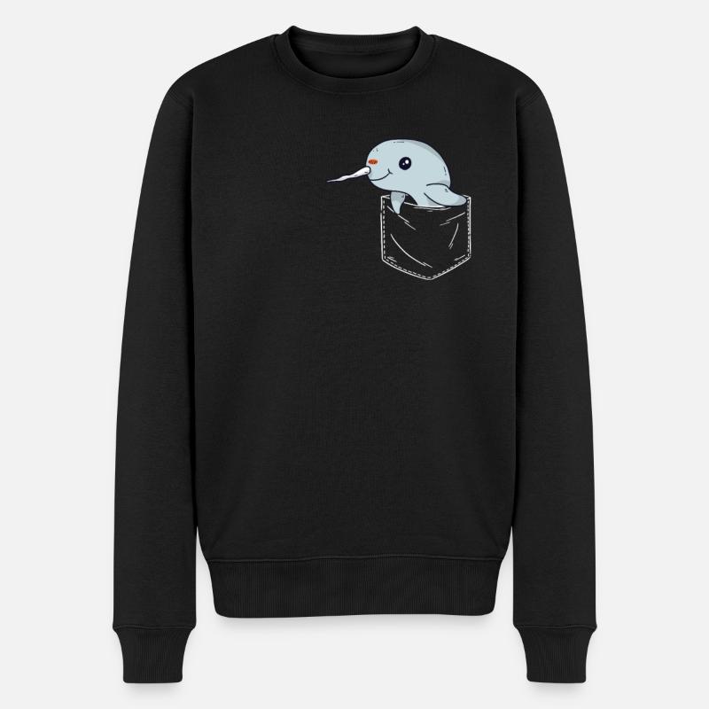 Narwal Wal Ozean Narwale Wale - Männer Premium Bio Pullover - Schwarz